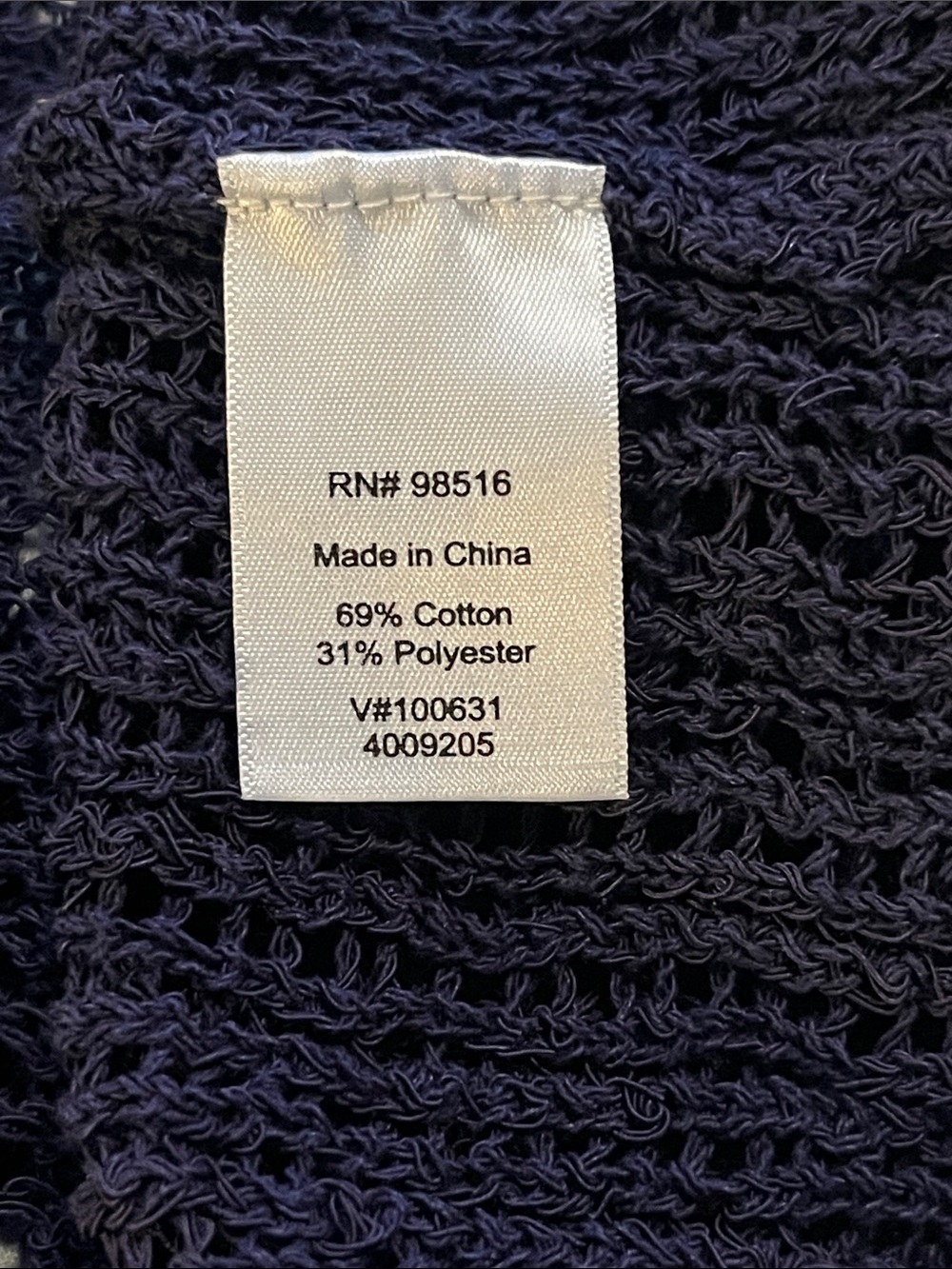 Coldwater Creek Open-Front Navy Blue Crochet Cardigan - Picture 5 of 7